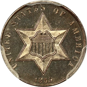 image for: 1859 3cS PCGS/CAC Proof 64