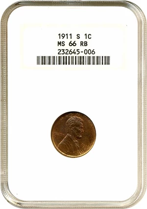 image for: 1911-S 1c NGC MS66 RB