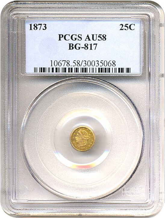 image for: 1873 25c  BG-817 PCGS AU58 