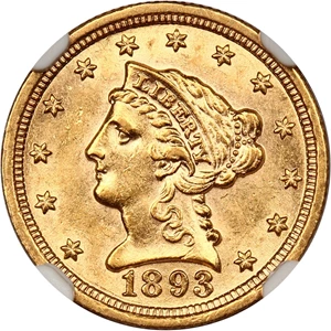 image for: 1893 $2 1/2 NGC MS60