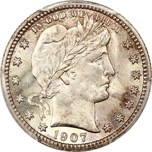 image for: 1907 25c PCGS/CAC MS66+ ex: D.L. Hansen