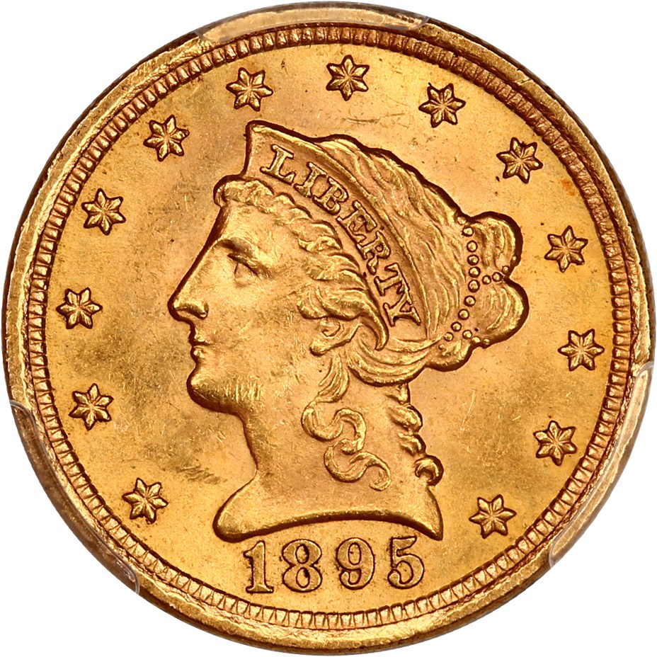 image for: 1895 $2 1/2 PCGS MS64 ex: D.L. Hansen
