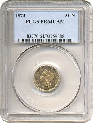 image for: 1874 3cN PCGS Proof 64 Cameo