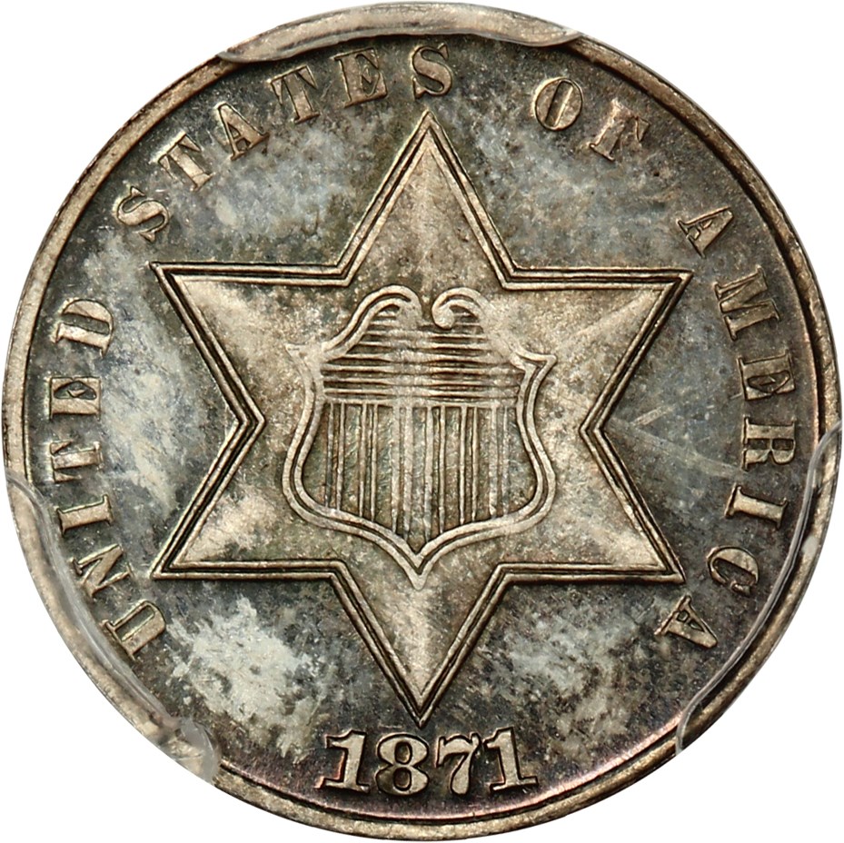 image for: 1871 3cS PCGS MS65
