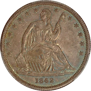 image for: 1842 50c PCGS MS61 (Small Date, Reverse of 1842) ex: D.L. Hansen
