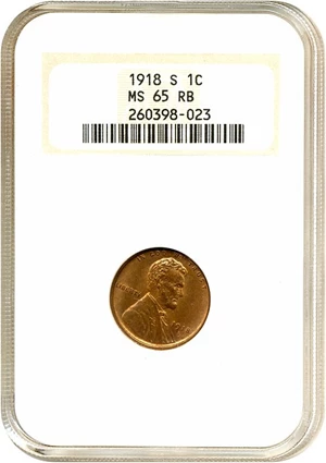 image for: 1918-S 1c NGC MS65 RB