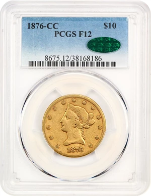 image for: 1876-CC $10 PCGS/CAC F12