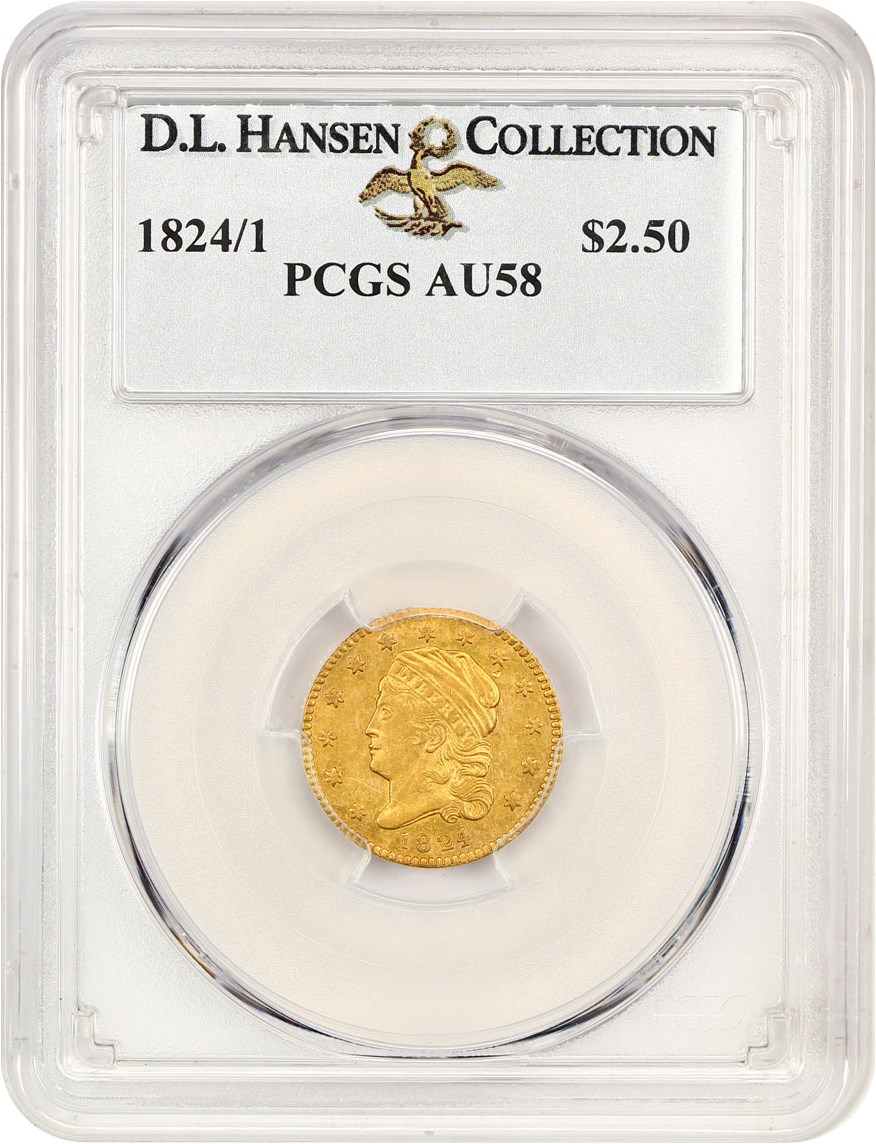 image for: 1824/1 $2 1/2 PCGS AU58 ex: D.L. Hansen