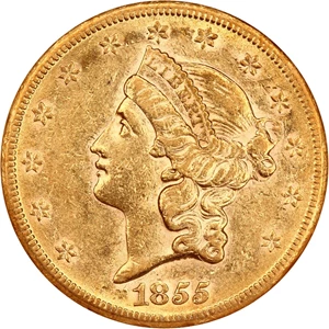 image for: 1855-S $20 NGC AU53