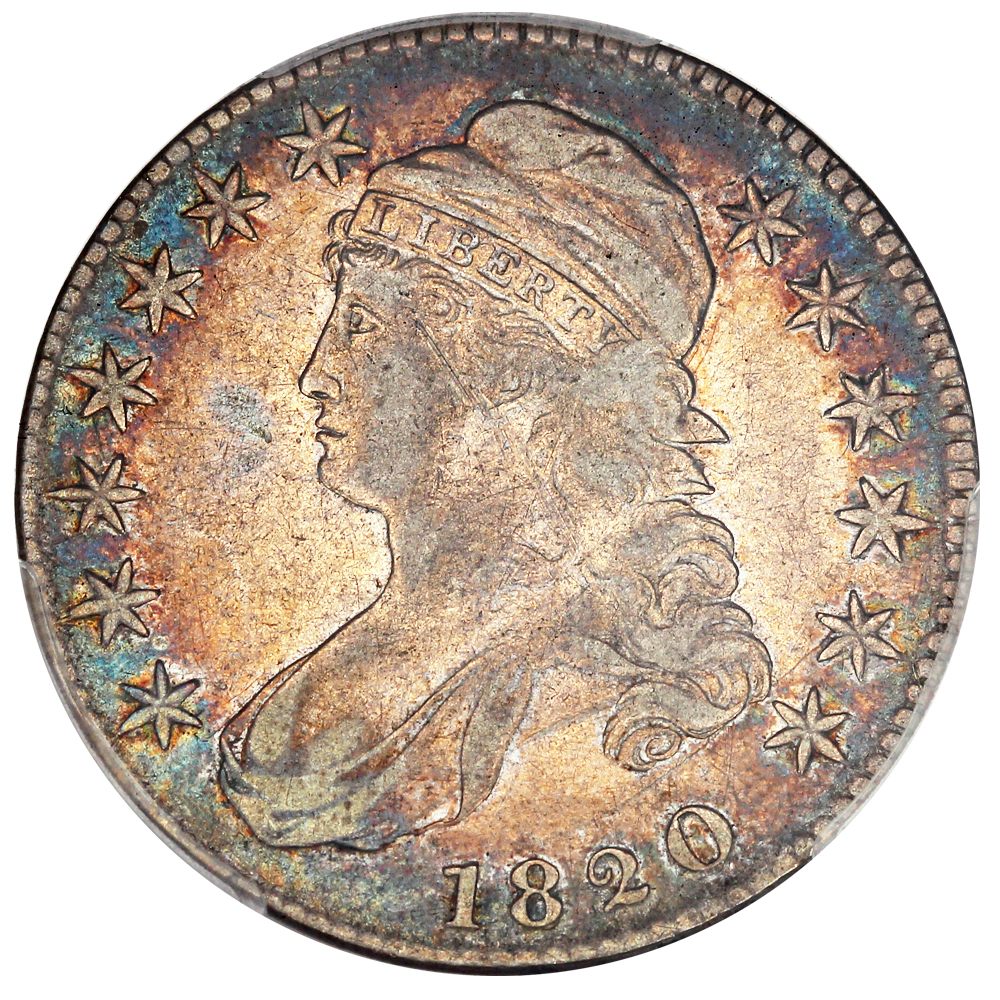 image for: 1820 50c PCGS XF40 (Curl Base 2, Small Date) ex: D.L. Hansen