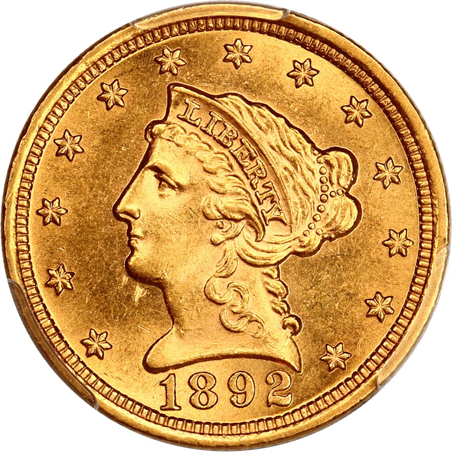image for: 1892 $2 1/2 PCGS MS64 ex: D.L. Hansen