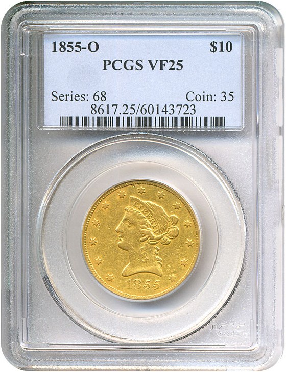 image for: 1855-0 $10  PCGS VF25 