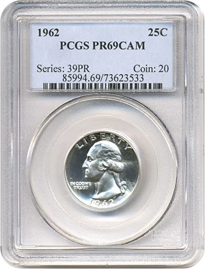 image for: 1962 25c PCGS Proof 69 Cameo