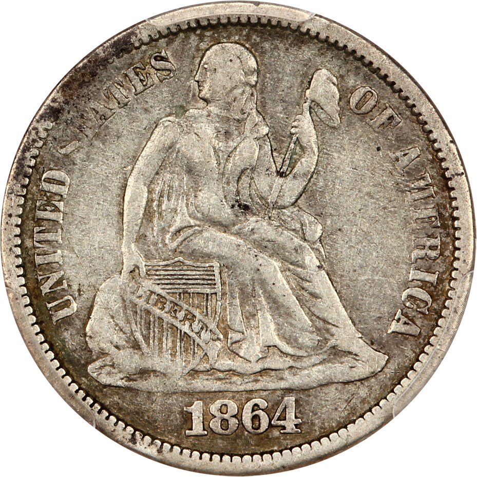 image for: 1864-S 10c PCGS VF30