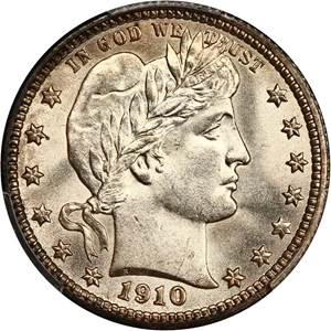 image for: 1910 25c PCGS MS66 ex: D.L. Hansen