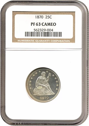 image for: 1870 25c NGC Proof 63 Cameo