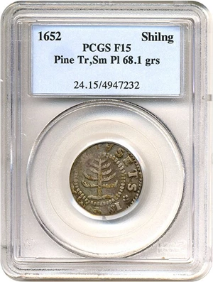 image for: 1652 Shilling Pine Sm.Pl PCGS F15