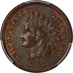 image for: 1865 1c PCGS MS63 BN (Plain 5)