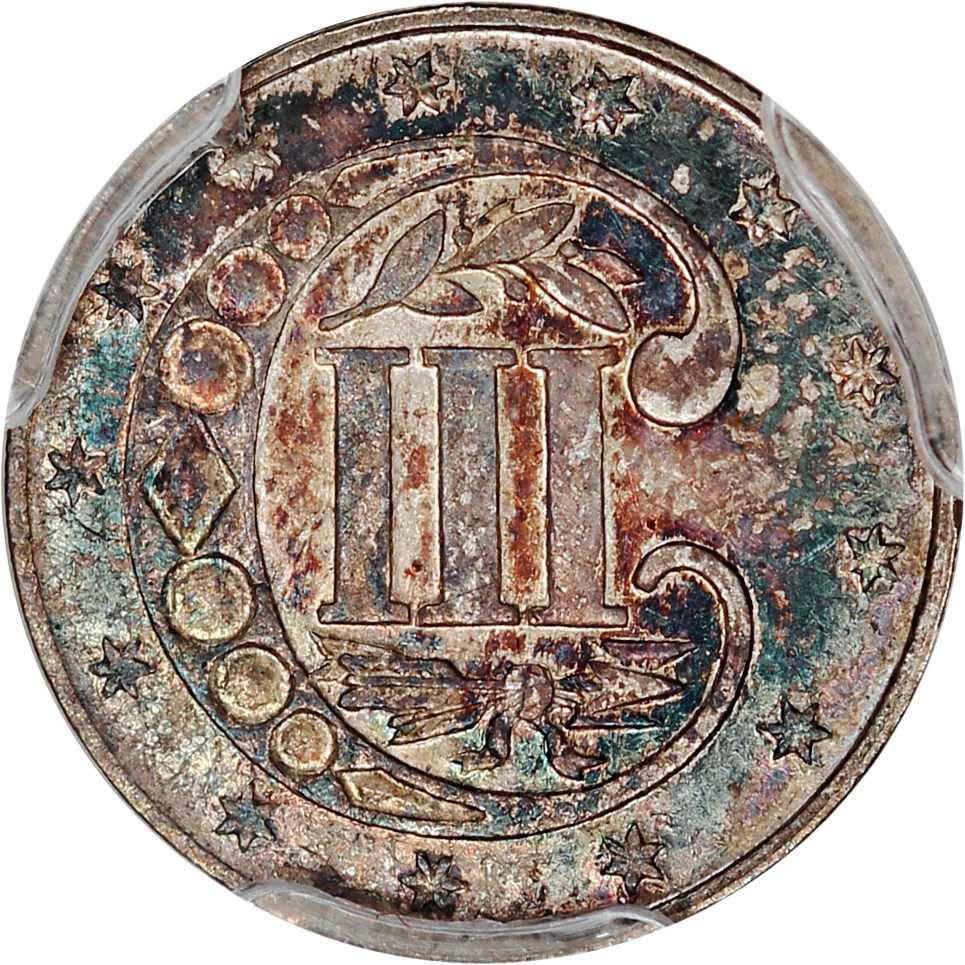 image for: 1868 3cS PCGS AU55