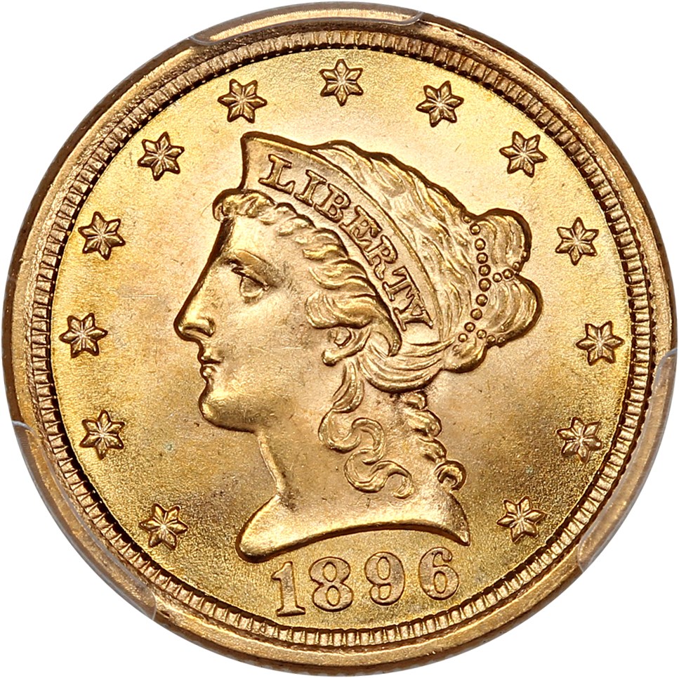 image for: 1896 $2 1/2 PCGS/CAC MS66 ex: D.L. Hansen