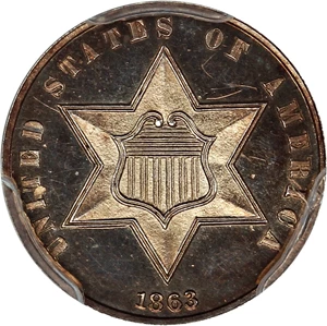image for: 1863/2 3cS PCGS Proof 66 CAM