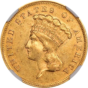 image for: 1855-S $3 NGC AU58