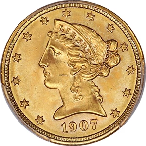 image for: 1907 $5 PCGS MS65+ ex: D.L. Hansen