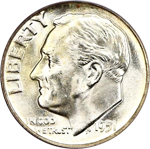 image for: 1951 10c PCGS MS66 FB (Omaha Bank Hoard)
