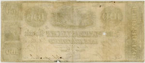 image for: 1836 Watervliet Bank $100 PCGS Very Fine 25 (Hold Punch Cancelled, Minor Edge Damage at Bottom Right of Center) ex: Newman Collection