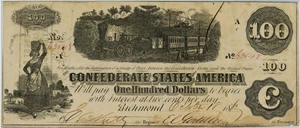 image for: FR. T40 1862-63 Diffused Steam from Engine $100 Confederate States of America PMG Fine 15