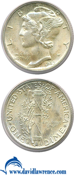 image for: 1942-S 10c PCGS MS67