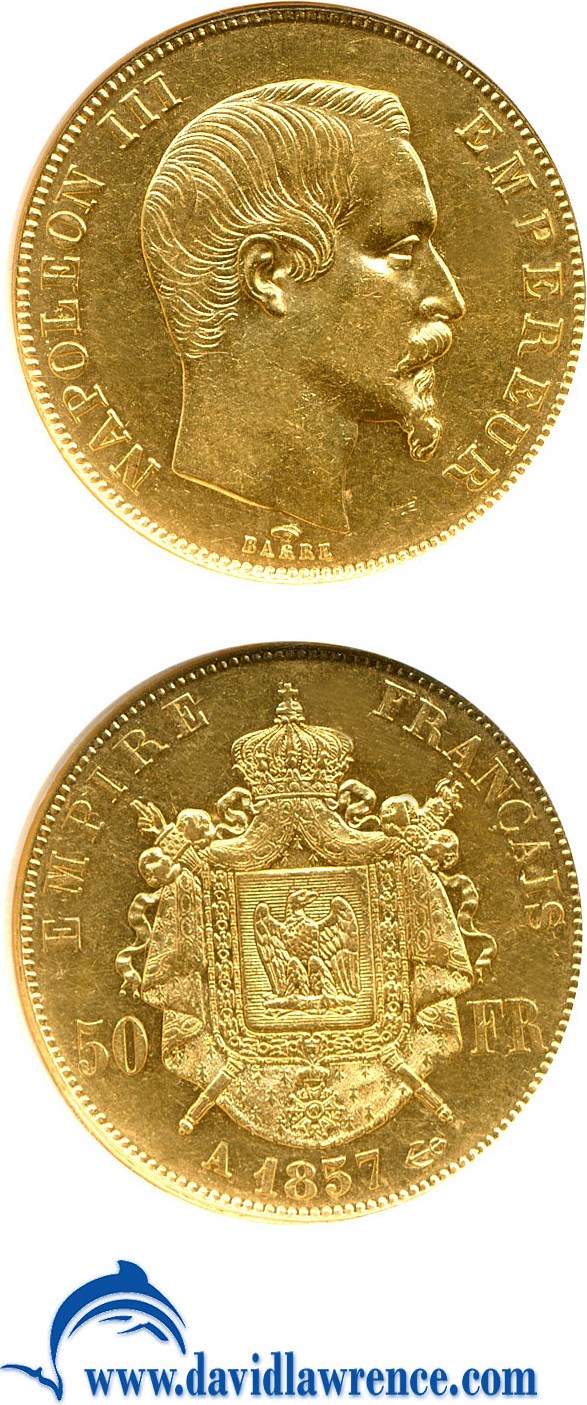 image for: France: 1857-A 50 Fr  NGC AU55 (KM-785.1)