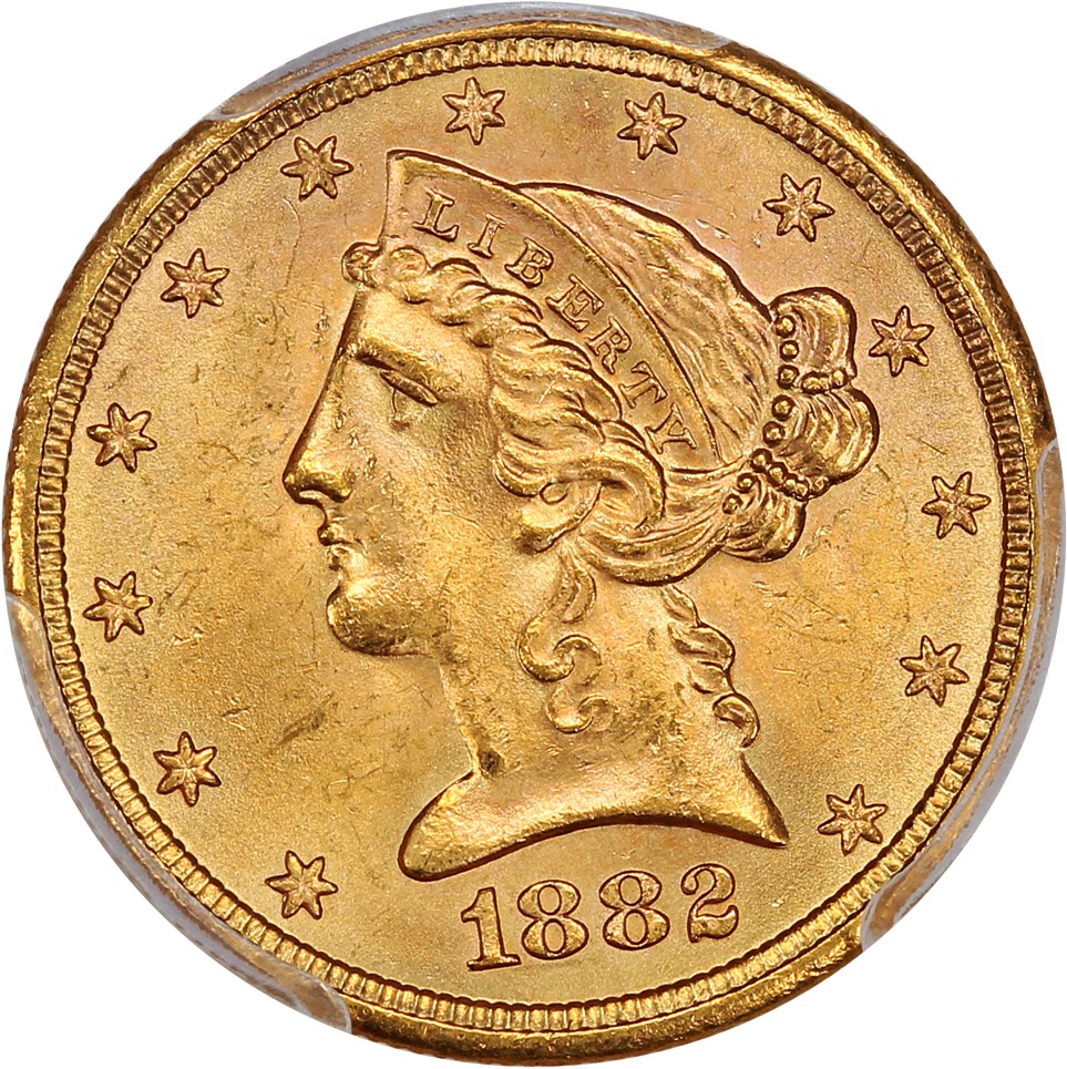 image for: 1882-S $5 PCGS MS65 ex: D.L. Hansen
