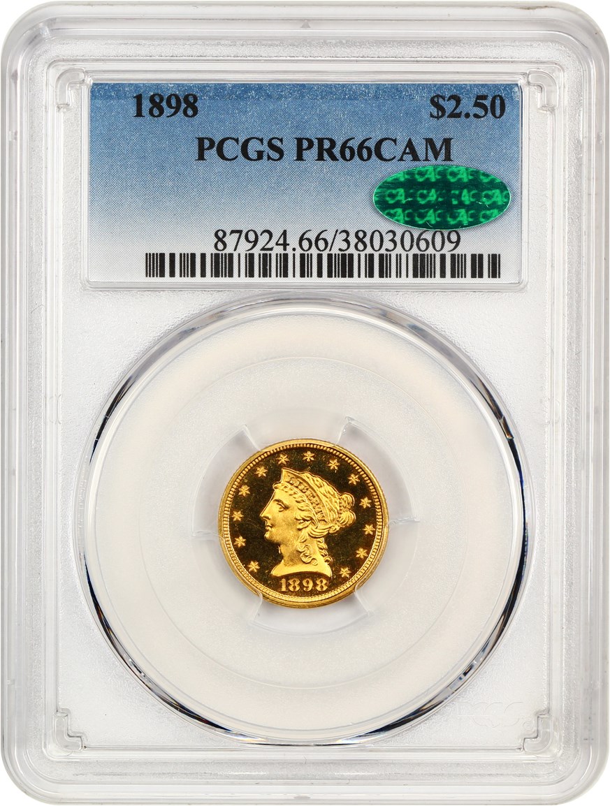 image for: 1898 $2 1/2 PCGS/CAC Proof 66 CAM