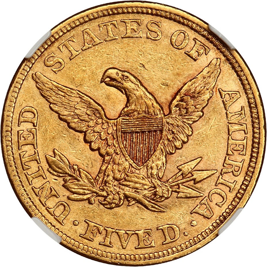 image for: 1860 $5 NGC/CAC AU55