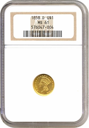 image for: 1858-D G$1 NGC MS61