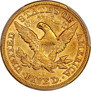 image for: 1872-CC $5 PCGS AU53 ex: D.L. Hansen