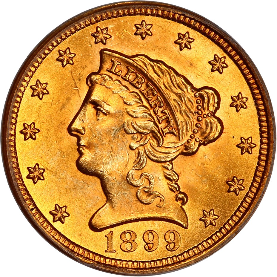 image for: 1899 $2 1/2 PCGS MS64
