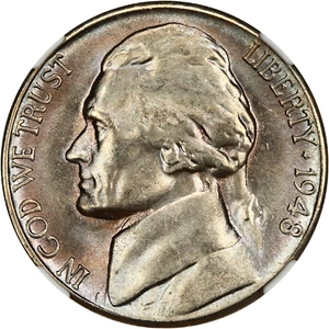 image for: 1948-S 5c NGC MS67 FS