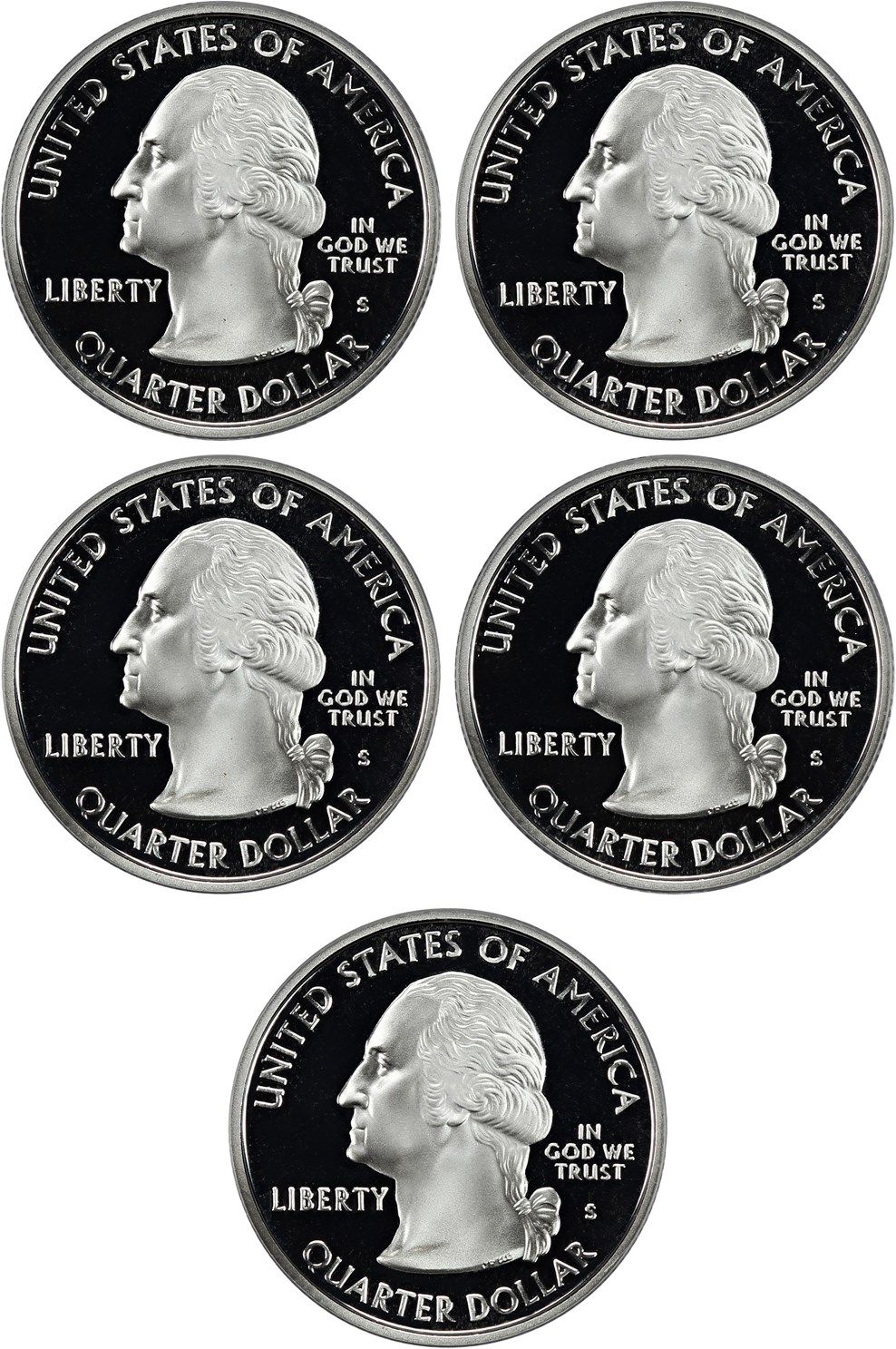 image for: 2005-S Silver Quarters Proof Set 25c PCGS Proof 69 DCAM (Silver, 5 Coins)