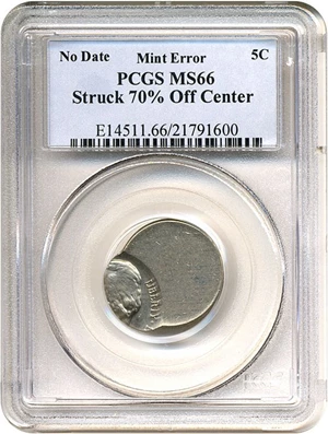 image for: No Date 5c PCGS MS66 - Struck 70% Off Center