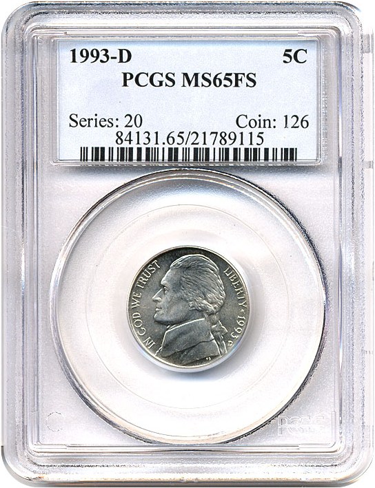 image for: 1993-D 5c  PCGS MS65 FS