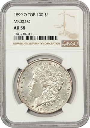 image for: 1899-O $1 NGC AU58 (Micro O)