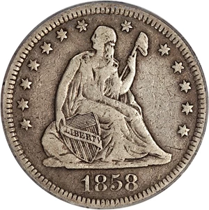 image for: 1858-O 25c PCGS/CAC VF25