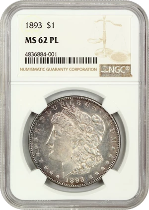 image for: 1893 $1 NGC MS62 PL