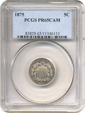 image for: 1875 5c PCGS Proof 65 Cameo