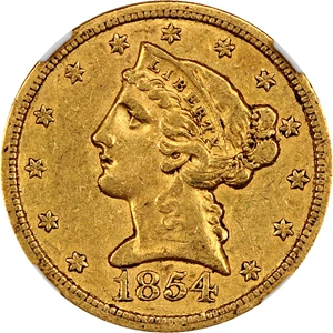 image for: 1854-O $5 NGC/CAC XF45 ex: Rive d'Or Collection