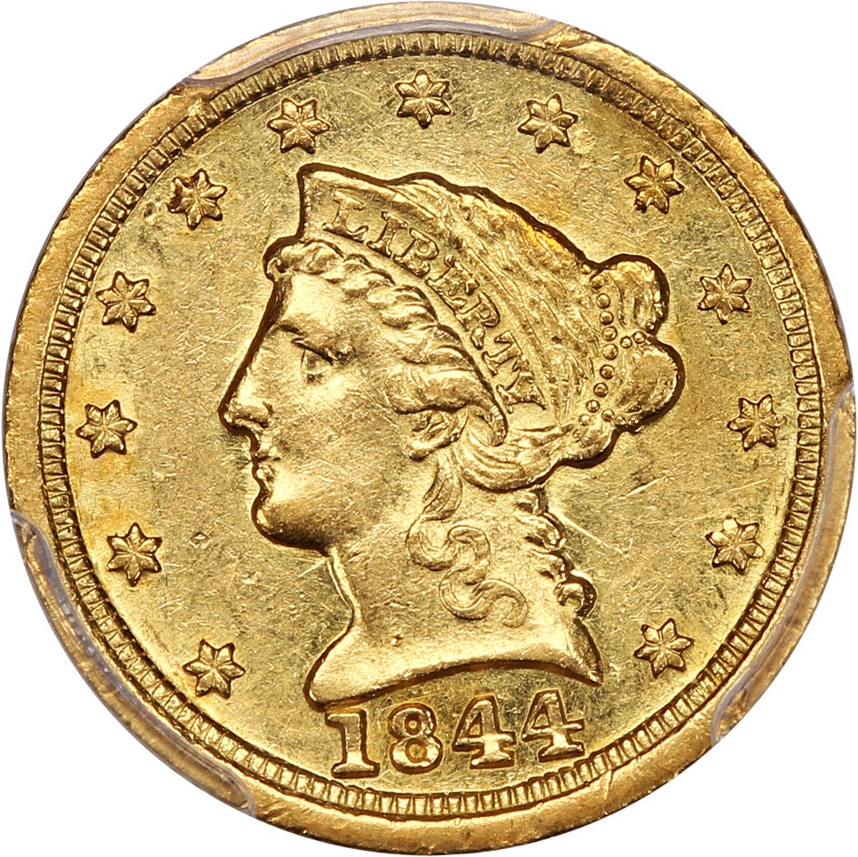 image for: 1844-D $2 1/2 PCGS AU55 ex: D.L. Hansen