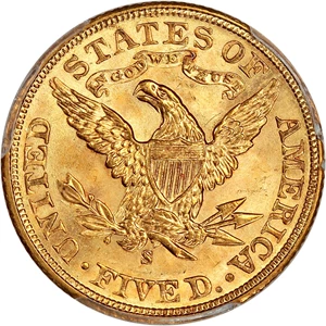 image for: 1906-S $5 PCGS MS64+ ex: D.L. Hansen