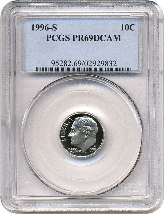 image for: 1996-S 10c  PCGS Proof 69 DCameo